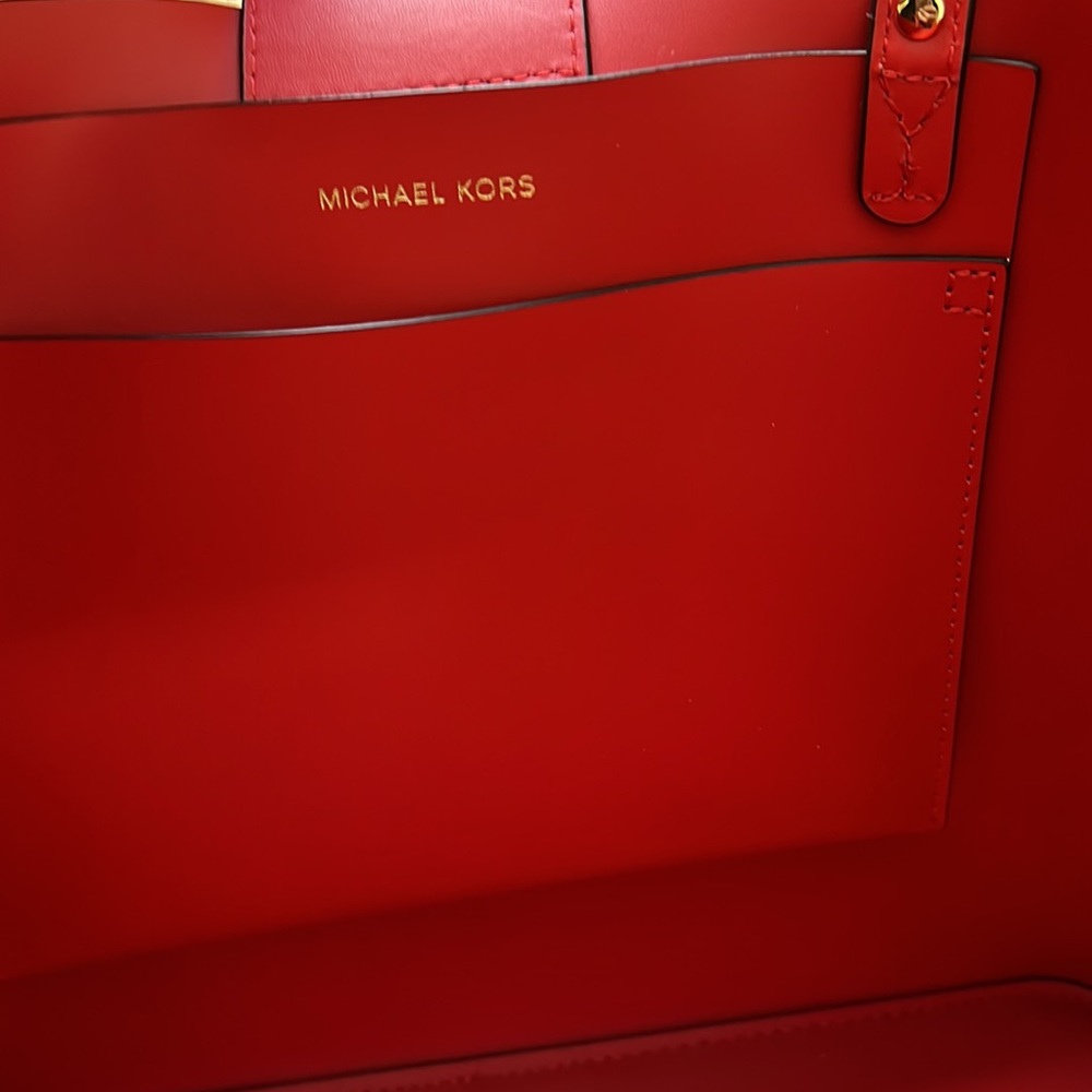 Michael Kors Manhattan Large Tote Leather Red Flame - Picture 8 of 13
